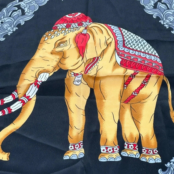 Jim Thompson Vintage Large Thai Silk Elephant Print-Beautiful-Frame It! - Picture 2 of 5